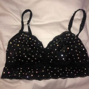 VS pink black + rhinestone bralette - size medium